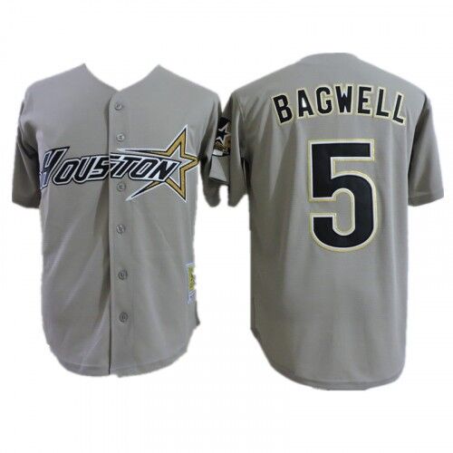 Men's Houston Astros #5 Jeff Bagwell Gray Cool Base Stitched Baseball Jersey Men's Houston Astros #5 Jeff Bagwell Gray Cool Base Stitched Baseball Jersey